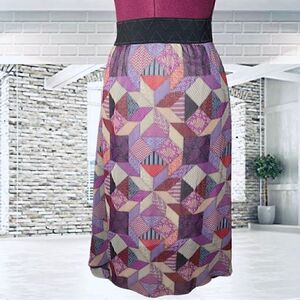 LuLaRoe Purple Skirt Women Small Sheer Quilt Patchwork Pattern Fully Lined​
